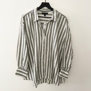 BNWT Banana Republic Linen-Blend Striped Oversized Shirt